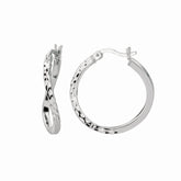 Silver 20Mm Diamond Cut Twist Hoop Earring
